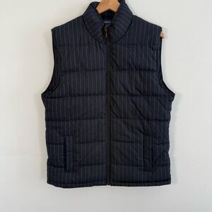 Stafford Men's Navy Pinstriped Puffer Vest, Size L